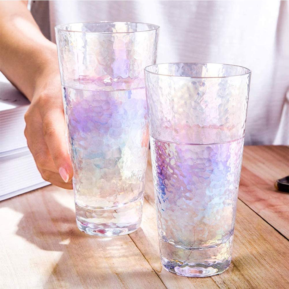 HOMEE Highball Glasses Set of 6-14 oz Tall Drinking Glasses - Colorful Heavy Base Tall Glass Cups - Mojito, Bourbon, Iced Tea, Water, Soda, Juice, Tequila, Cocktail, Glassware Sets