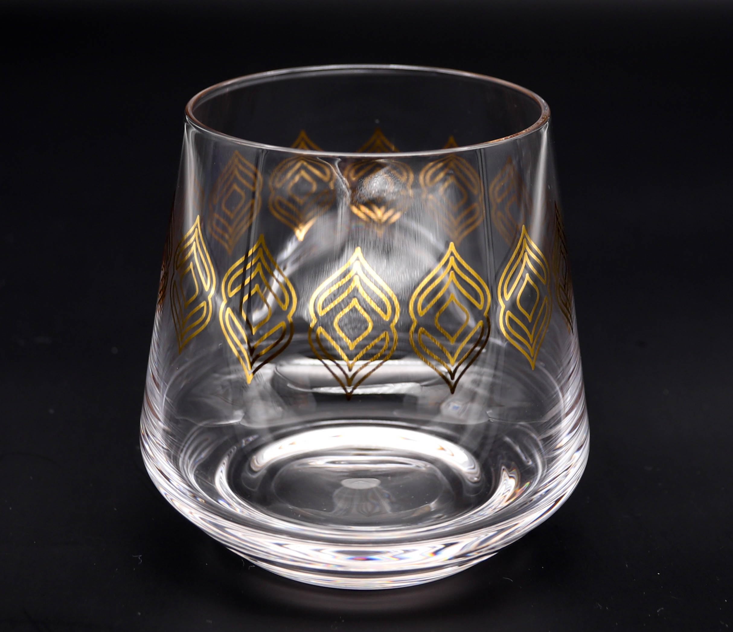 Alchemade Set Of 2 Whiskey Glasses With Metallic Design - 16 Oz Lowball For Cocktails, Old Fashioned, Manhattan, Bourbon, Or Scotch - Stemless Wine Glass Or Use For Any Beverage Of Choice