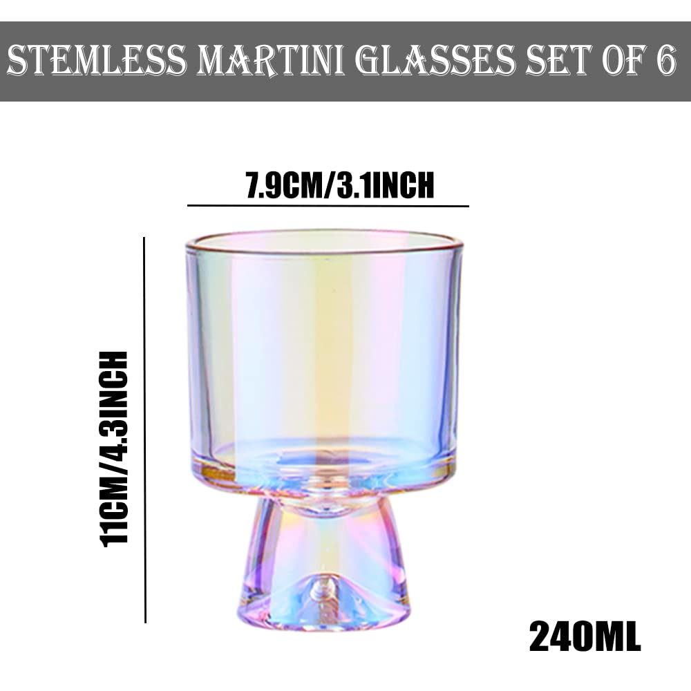 WELTAZ Martini Glasses (8oz) Cocktail Glassware Set of 4, Colored Glass. Drinking Glasses, Cocktail Glasses, Stemless Margarita Glasses, Bar Glasses, Shrimp Cocktail Glasses, Juice Glasses