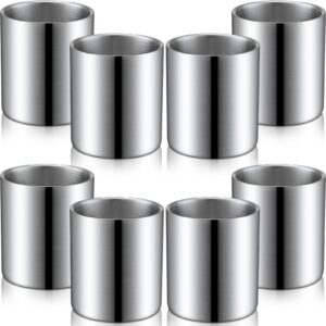 8 pieces stainless steel whiskey glass whiskey glass bulk 6.8 oz insulated metal cups double wall tumbler whiskey gifts for men husband father whiskey lover