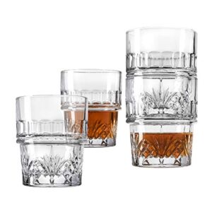 godinger stackable old fashioned whiskey glasses set of 4 - dublin, 10oz