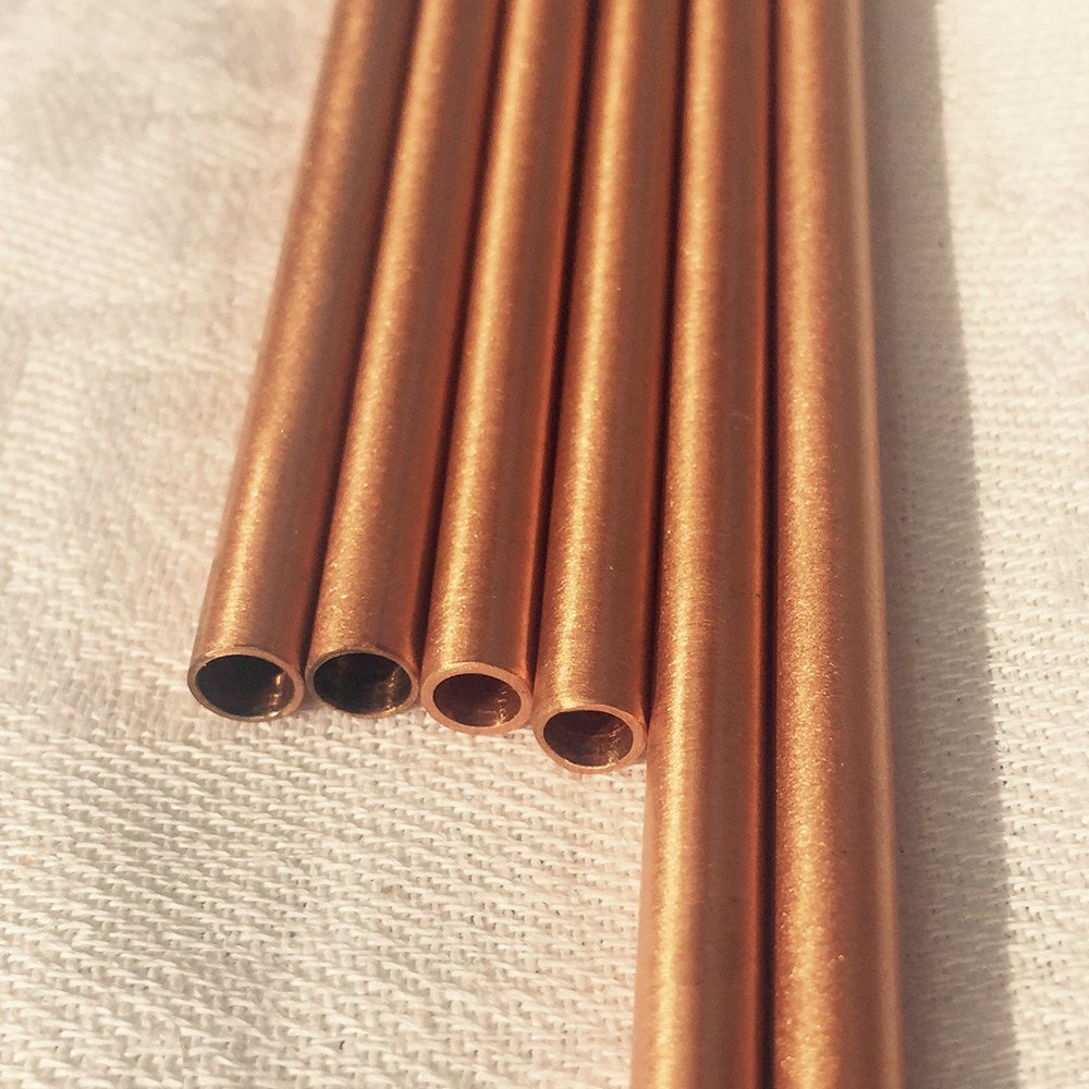 Copper straws – mini 5,5" (14 cm) size – set of 6 solid 100% copper drinking straws – you do not need a copper mug to feel the taste of your Moscow mule, Martini or lemonade