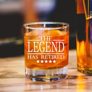 AGMdesign, Funny The Legend Has Retired Whiskey Glasses, Retirement Gifts For Men Women Coworker Boss, Funny Retirement Gag Gift Idea, 2021 Happy Retirement Party Decorations Favors