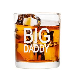 dad gift on father’s day, novelty big daddy whiskey glass, old fashioned glasses, unique scotch glass for dad, new dad, husband, friends, gift on father’s day, birthday, christmas, 10 oz
