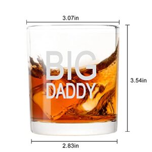 Dad Gift on Father’s Day, Novelty Big Daddy Whiskey Glass, Old Fashioned Glasses, Unique Scotch Glass for Dad, New Dad, Husband, friends, Gift on Father’s Day, Birthday, Christmas, 10 Oz