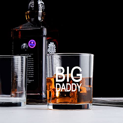 Dad Gift on Father’s Day, Novelty Big Daddy Whiskey Glass, Old Fashioned Glasses, Unique Scotch Glass for Dad, New Dad, Husband, friends, Gift on Father’s Day, Birthday, Christmas, 10 Oz