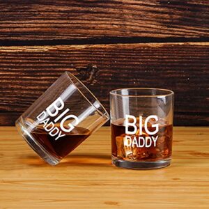 Dad Gift on Father’s Day, Novelty Big Daddy Whiskey Glass, Old Fashioned Glasses, Unique Scotch Glass for Dad, New Dad, Husband, friends, Gift on Father’s Day, Birthday, Christmas, 10 Oz