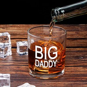 Dad Gift on Father’s Day, Novelty Big Daddy Whiskey Glass, Old Fashioned Glasses, Unique Scotch Glass for Dad, New Dad, Husband, friends, Gift on Father’s Day, Birthday, Christmas, 10 Oz