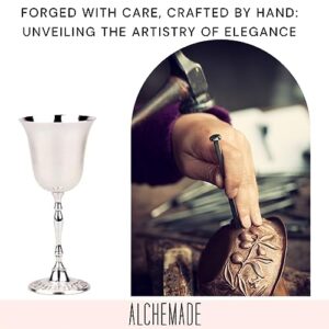 Alchemade 6 Ounce Silver Nickel Kiddush Cup - Goblet, Chalice, Wine Glass - To Use For Religious Holidays, Special Occasions, Events, And Celebrations