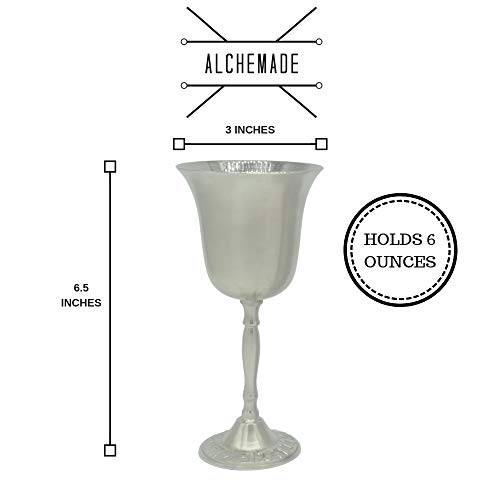 Alchemade 6 Ounce Silver Nickel Kiddush Cup - Goblet, Chalice, Wine Glass - To Use For Religious Holidays, Special Occasions, Events, And Celebrations