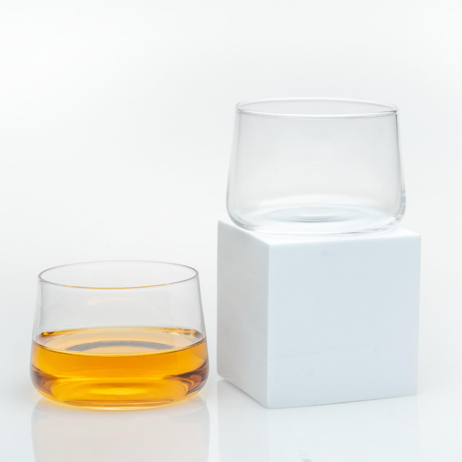 The TAG Store | Luxe Tasting Glasses Set of 2 | 8oz Whiskey Glasses | Modern Barware Collection | Pairs With Drinking and Mixer Glasses | Signature Old Fashioned Glasses | Whiskey Bourbon Scotch