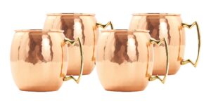 old dutch 16 oz. nickel-lined solid copper hammered moscow mule mug, set of 4