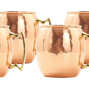 Old Dutch 16 Oz. Nickel-Lined Solid Copper Hammered Moscow Mule Mug, Set of 4