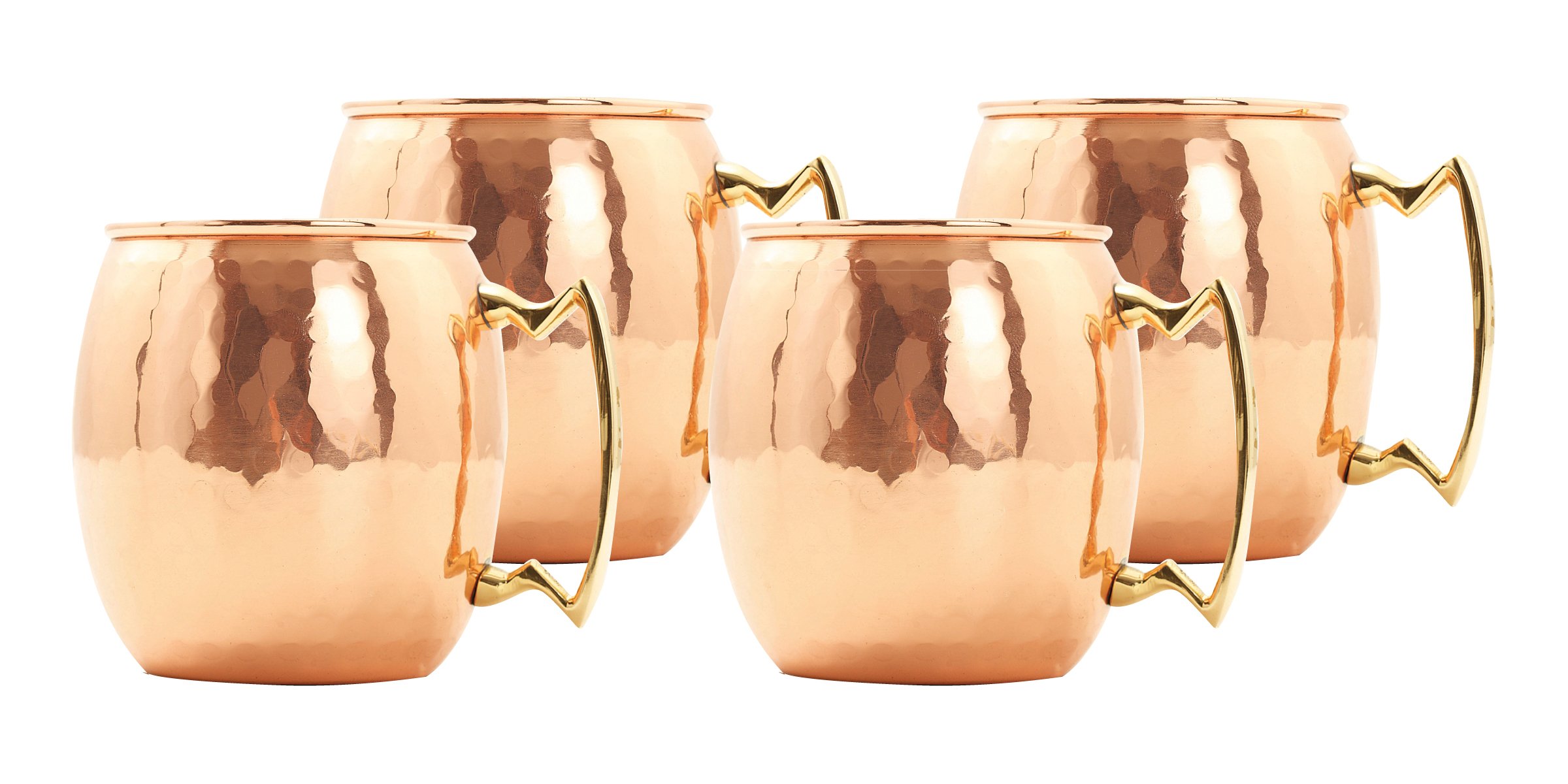 Old Dutch 16 Oz. Nickel-Lined Solid Copper Hammered Moscow Mule Mug, Set of 4