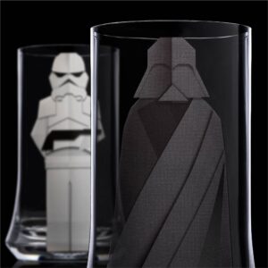 JoyJolt Star Wars Merchandise Beware The Darkside, Darth Vader™ Crystal Highball Glasses Set of 2 (18.5oz) Star Wars Glass Tumbler. Juice, Water Glasses, Mixed Drink Glasses, High Baller Glasses