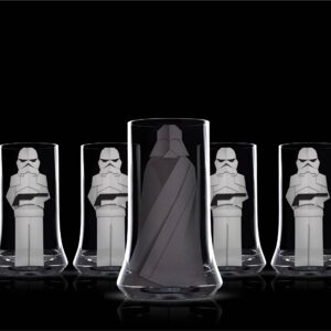 JoyJolt Star Wars Merchandise Beware The Darkside, Darth Vader™ Crystal Highball Glasses Set of 2 (18.5oz) Star Wars Glass Tumbler. Juice, Water Glasses, Mixed Drink Glasses, High Baller Glasses