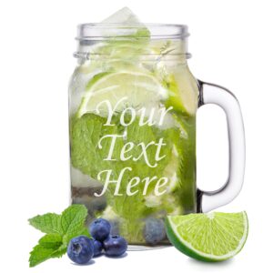 personalized 16 oz mason jar - custom engraved monogrammed drinkware glassware barware etched with any text