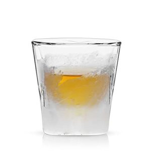 Viski Glacier Whiskey Glass, Double Walled Chilling Whiskey Glass, Active Cooling Gel, 6 Ounces, Clear Glass, Chilling Technology, Set of 1