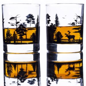 Whiskey Glasses set of 2 cocktail glasses bourbon glass Old Fashioned Glasses Gifts for holiday, Men,11 ounce