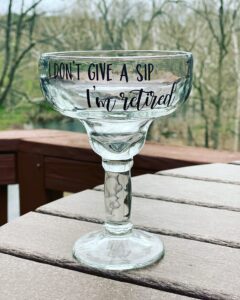 i don’t give a sip, i’m retired margarita glass. retirement gift ideas. retirement party. retirement margarita glasses. funny margarita (glass)