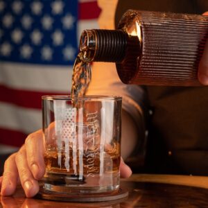 We The People Patriotic American Flag - Old Fashioned Whiskey Rocks Bourbon Glass - 10 oz capacity