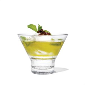 tossware reserve 8oz stemless martini glass, set of 8, premium quality, tritan dishwasher safe & heat resistant unbreakable plastic cocktail glasses, clear