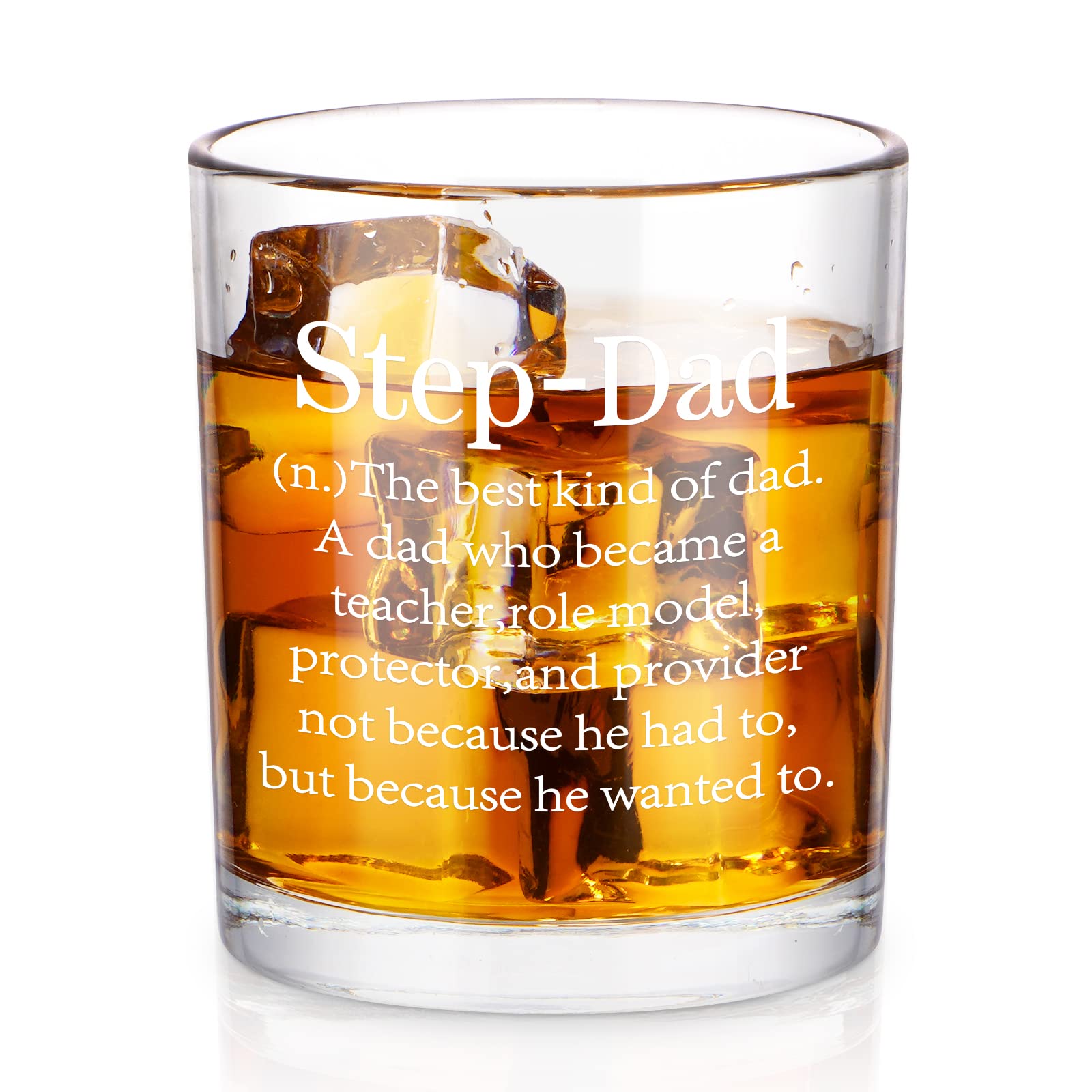 Futtumy Step-Dad Definition Whiskey Glass, Funny Stepdad Gifts for Men Stepdad Bonus Dad, Novelty Christmas Gift Father’s Day Gift Birthday Gift from Stepdaughter Stepson, Dad Old Fashioned Glass 10oz