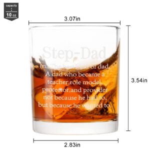 Futtumy Step-Dad Definition Whiskey Glass, Funny Stepdad Gifts for Men Stepdad Bonus Dad, Novelty Christmas Gift Father’s Day Gift Birthday Gift from Stepdaughter Stepson, Dad Old Fashioned Glass 10oz