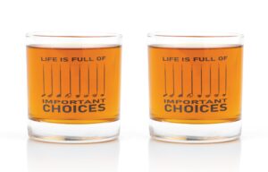 jem glass life is full of important choices - golf whiskey glasses - set of 2 - dishwasher safe print - funny golf presents for men, women, dad, mom, husband, wife, him, and her
