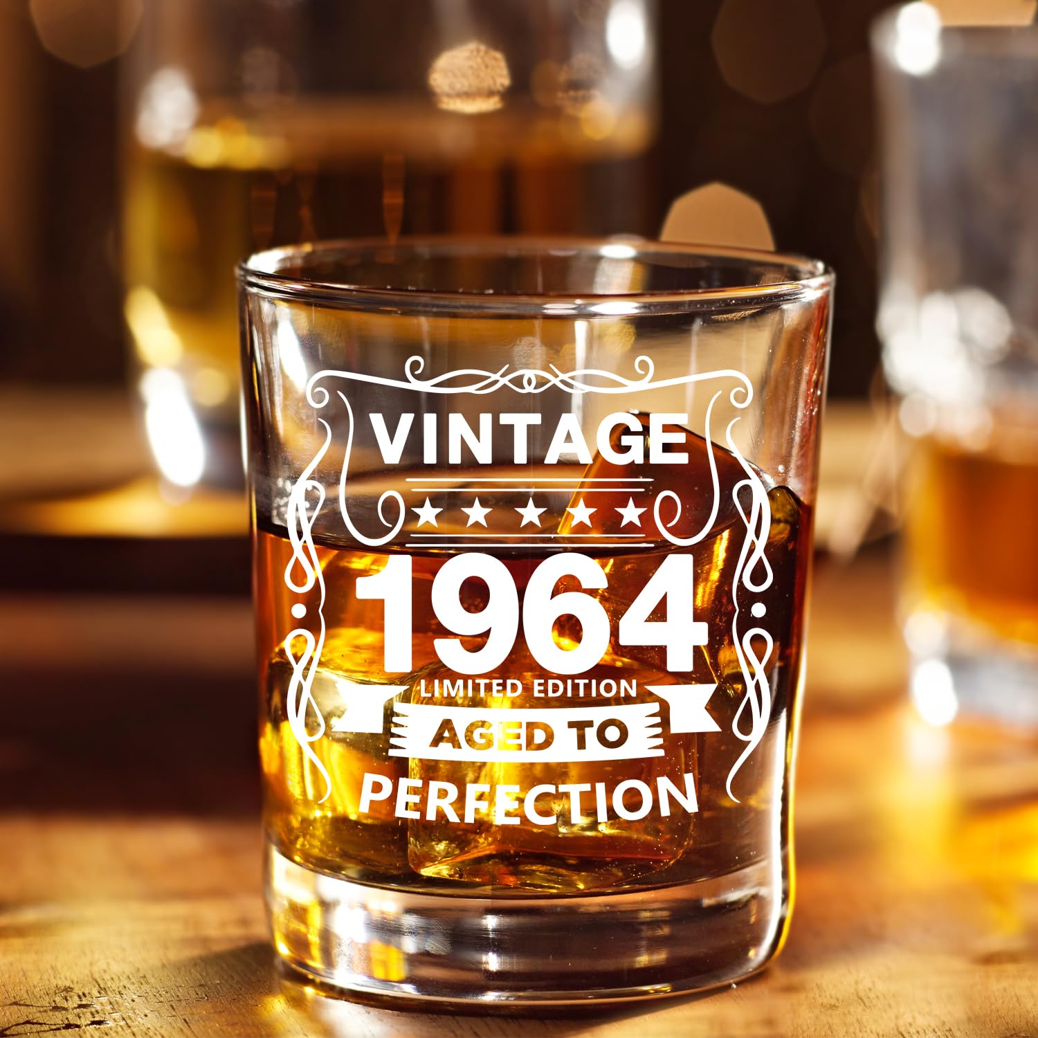 Old Fashioned Glasses-1964-Vintage 1964 Old Time Information 10.25oz Whiskey Rocks Glass -60th Birthday Aged to Perfection - 60 Years Old Gifts Bourbon Scotch Lowball Old Fashioned-1PCS