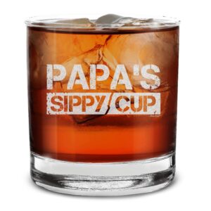 shop4ever® papa's sippy cup engraved whiskey glass pregnancy announcement for grandpa dad glass