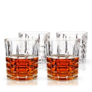 viski highland d.o.f. glasses set of 4 - crystal classic lowball cocktail barware - 10 oz