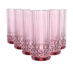 bormioli rocco america '20s 16.25 oz. cooler glasses, lilac rose, set of 6