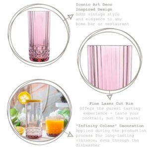 Bormioli Rocco America '20s 16.25 oz. Cooler Glasses, Lilac Rose, Set of 6