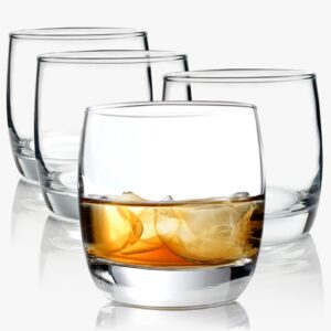 whiskey glasses set of 4, crystal bourbon glasses set of 4, old fashioned glasses tumblers, 11 oz unique rock glasses luxury for drinking scotch bourbon whisky cocktail, gift for men women at home bar