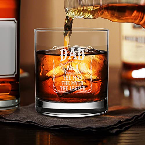 NeeNoNex Dad The Man The Myth The Legend Number One Whiskey Glass - Drinking Glass for Dad