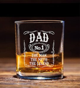 neenonex dad the man the myth the legend number one whiskey glass - drinking glass for dad