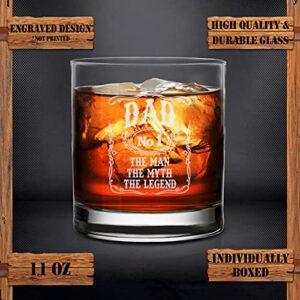 NeeNoNex Dad The Man The Myth The Legend Number One Whiskey Glass - Drinking Glass for Dad