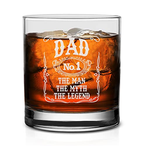 NeeNoNex Dad The Man The Myth The Legend Number One Whiskey Glass - Drinking Glass for Dad