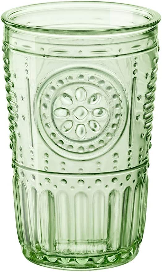 Bormioli Rocco Romantic Set Of 6 Tumbler Glasses, 11.5 Oz. Colored Crystal Glass, Pastel Green, Made In Italy.