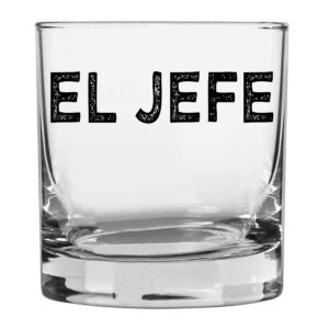spotted dog company printed 11oz whiskey glass - el jefe/the boss - boss day gift, manager director gift - grit, national boss day gifts best boss ever funny