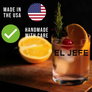 Spotted Dog Company Printed 11oz Whiskey Glass - El Jefe/The Boss - Boss Day Gift, Manager Director Gift - Grit, National Boss Day Gifts Best Boss Ever Funny