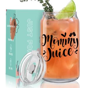 mothers day gift for mom - 16oz iced coffee cup, mom to be gift, mommy juice can glass, mama cup, new mom gifts after birth, mom birthday gifts for women