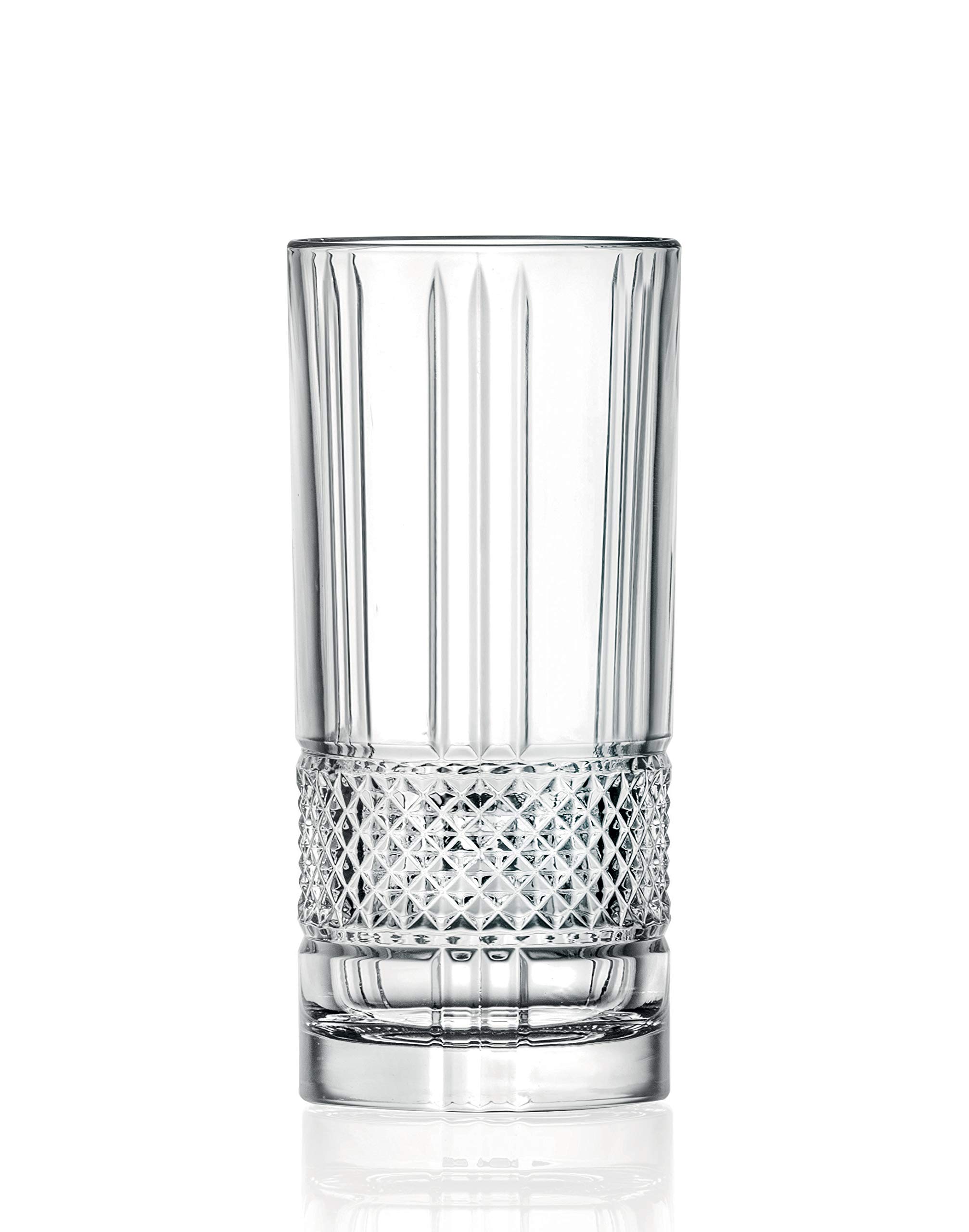 Barski Highball - Glass - Set of 6 - Hiball Glasses - Glass Crystal - Beautiful Designed - Drinking Tumblers - for Water, Juice, Wine, Beer and Cocktails - 13 oz Made in Europe