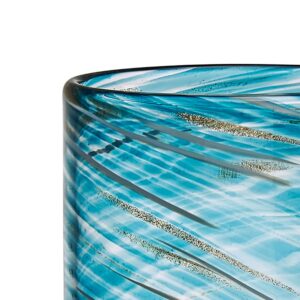 Mikasa Color Swirl Highball Glass Tumbler Cups, Set of 4, Blue