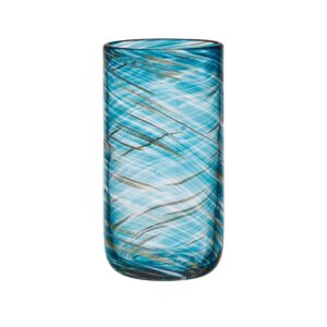 Mikasa Color Swirl Highball Glass Tumbler Cups, Set of 4, Blue