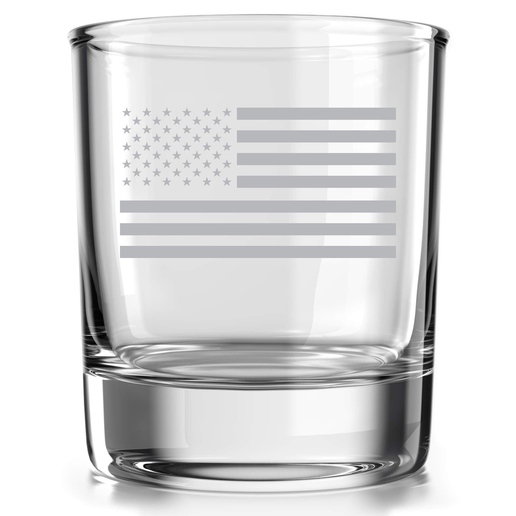 American Flag Patriotic Gift - Old Fashioned Whiskey Rocks Bourbon Glass - 10 oz capacity