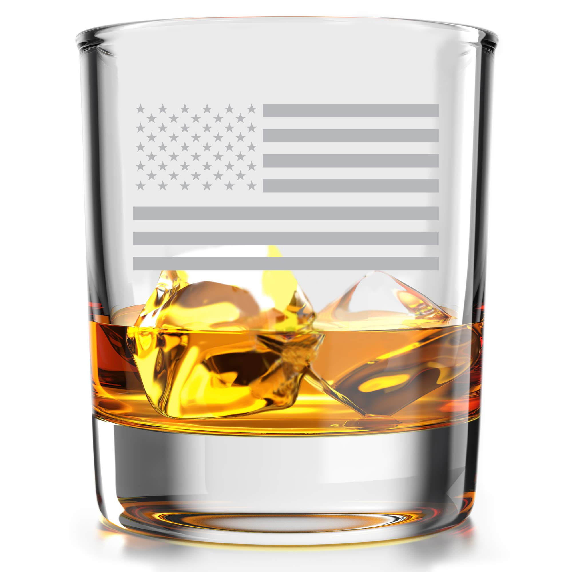 American Flag Patriotic Gift - Old Fashioned Whiskey Rocks Bourbon Glass - 10 oz capacity