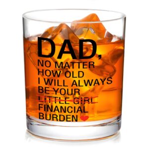 dazlute funny whiskey glass gifts for dad, father’s day gifts birthday present christmas gifts for dad father papa daddy, father gifts dad gifts from daughter, 10oz old fashioned glass