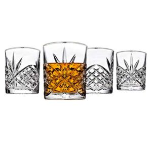 godinger old fashioned glasses, beverage glass cups - dublin, platinum rim, set of 4